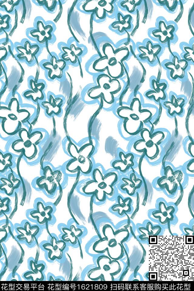 小清新花卉小碎花数码印花华亿平台下载（图片编号: 1621809） - 瓦栏（Walan）