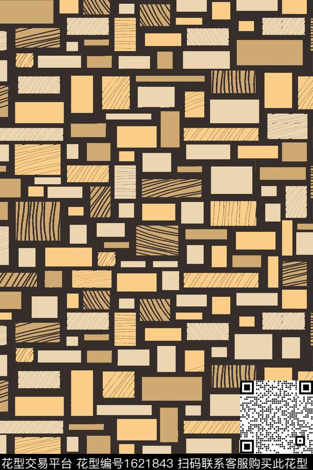 拼接几何木纹数码印花华亿平台下载（图片编号: 1621843） - 瓦栏（Walan）