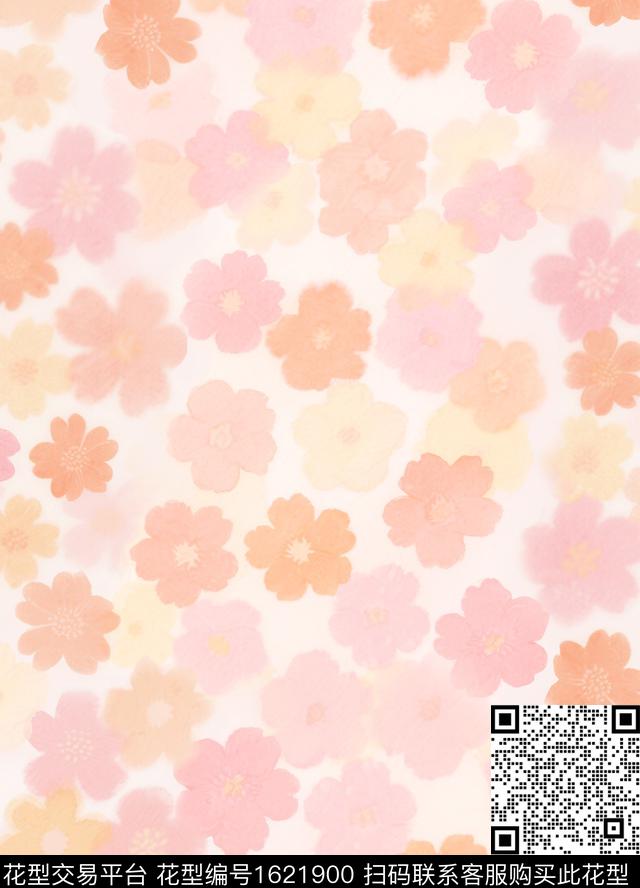 花卉朦胧花卉满版散花数码印花华亿平台下载（图片编号: 1621900） - 瓦栏（Walan）