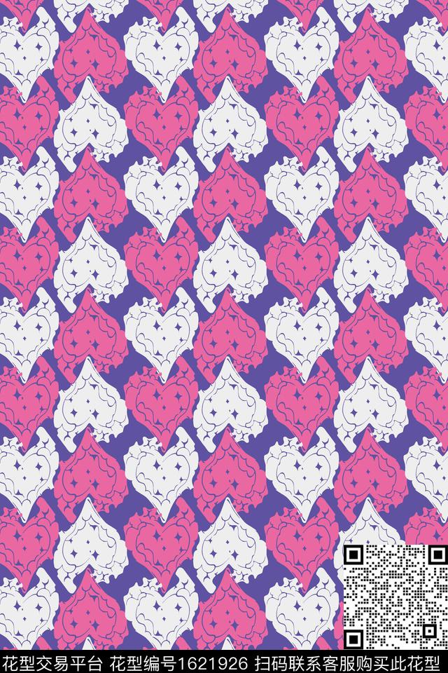 爱心趣味抽象数码印花华亿平台下载（图片编号: 1621926） - 瓦栏（Walan）