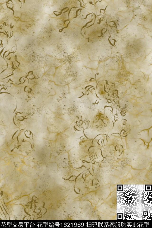 侘寂花卉复古数码印花华亿平台下载（图片编号: 1621969） - 瓦栏（Walan）