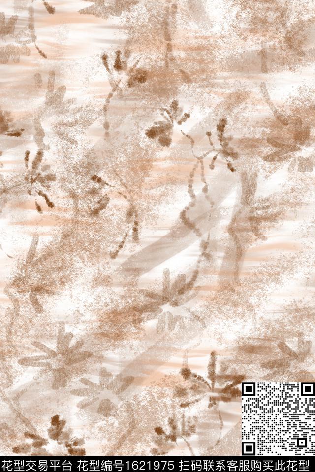 侘寂花卉肌理数码印花华亿平台下载（图片编号: 1621975） - 瓦栏（Walan）