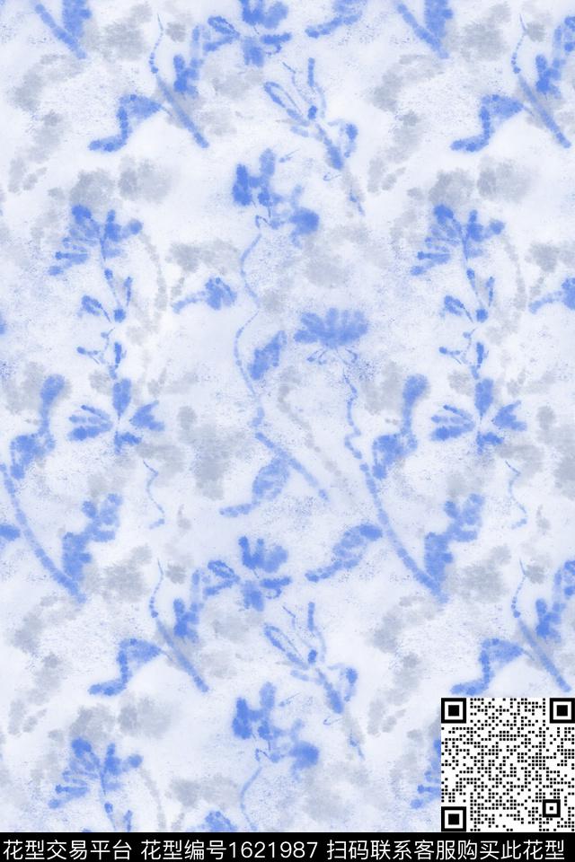 花卉小碎花朦胧花卉数码印花华亿平台下载（图片编号: 1621987） - 瓦栏（Walan）