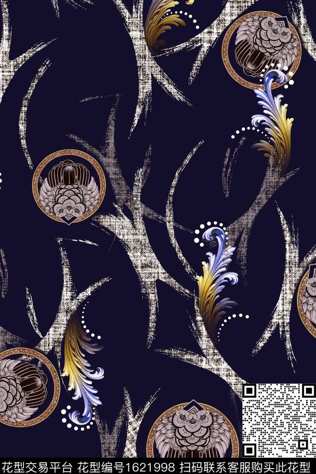 民族风卷草中老年数码印花华亿平台下载（图片编号: 1621998） - 瓦栏（Walan）