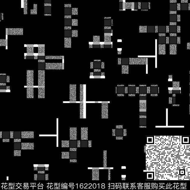 雪花纹混合拼接线条数码印花华亿平台下载（图片编号: 1622018） - 瓦栏（Walan）