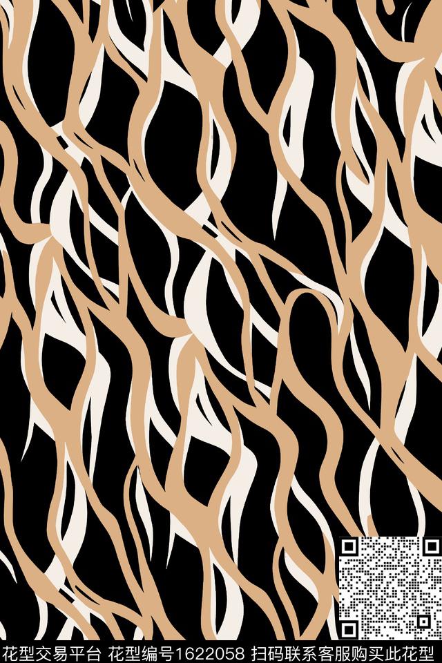 抽象波浪纹线条画数码印花华亿平台下载（图片编号: 1622058） - 瓦栏（Walan）