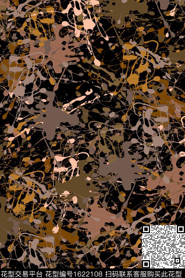 抽象墨迹涂鸦数码印花华亿平台下载（图片编号: 1622108） - 瓦栏（Walan）