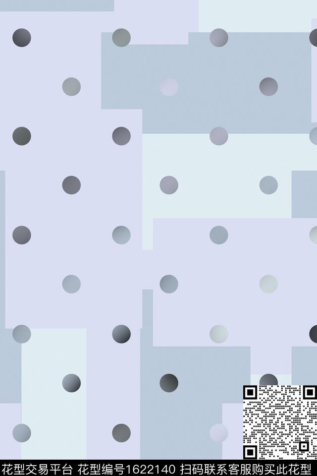 小清新波点混合拼接数码印花华亿平台下载（图片编号: 1622140） - 瓦栏（Walan）