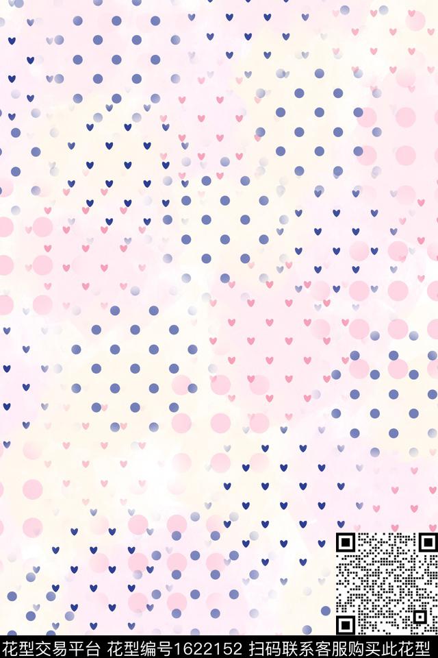 小清新爱心波点数码印花华亿平台下载（图片编号: 1622152） - 瓦栏（Walan）