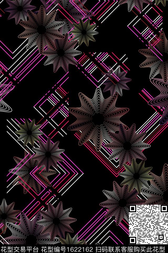 线条中老年绿植树叶数码印花华亿平台下载（图片编号: 1622162） - 瓦栏（Walan）