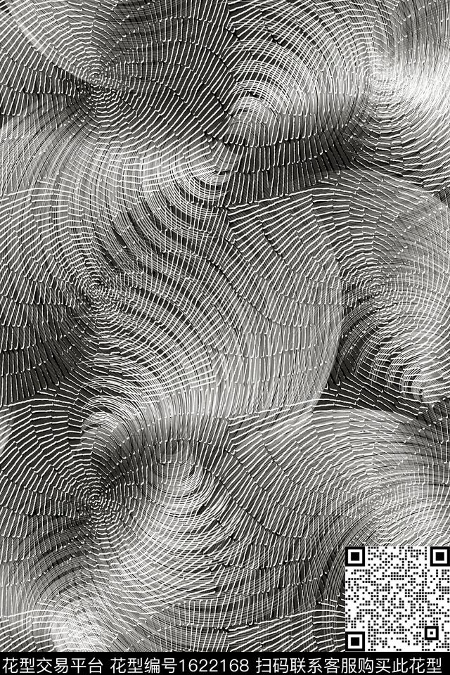 线条抽象黑白条纹数码印花华亿平台下载（图片编号: 1622168） - 瓦栏（Walan）