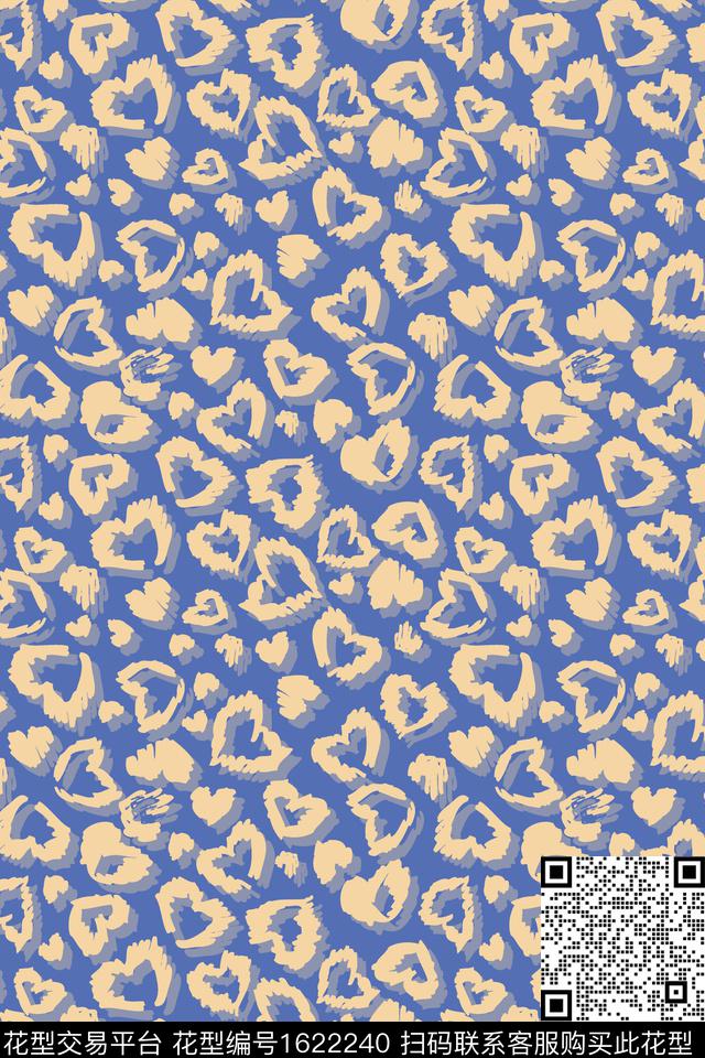 豹纹爱心抽象数码印花华亿平台下载（图片编号: 1622240） - 瓦栏（Walan）