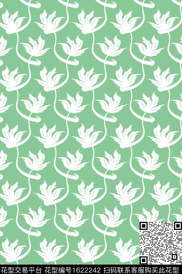 叶子绿植树叶绿色传统印花华亿平台下载（图片编号: 1622242） - 瓦栏（Walan）