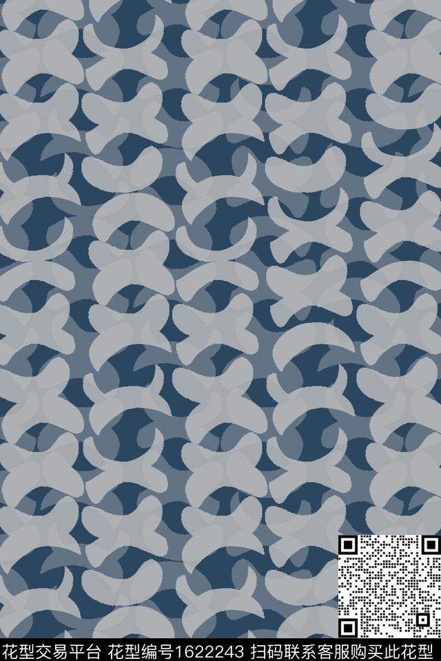 蓝色抽象数码印花华亿平台下载（图片编号: 1622243） - 瓦栏（Walan）