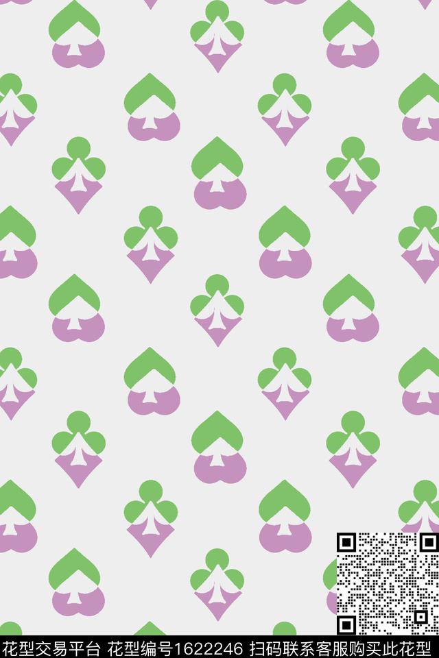 爱心扑克几何传统印花华亿平台下载（图片编号: 1622246） - 瓦栏（Walan）
