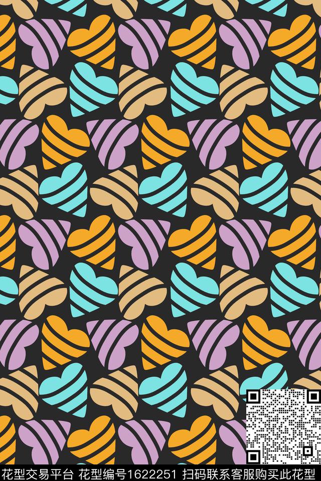 爱心趣味条纹传统印花华亿平台下载（图片编号: 1622251） - 瓦栏（Walan）