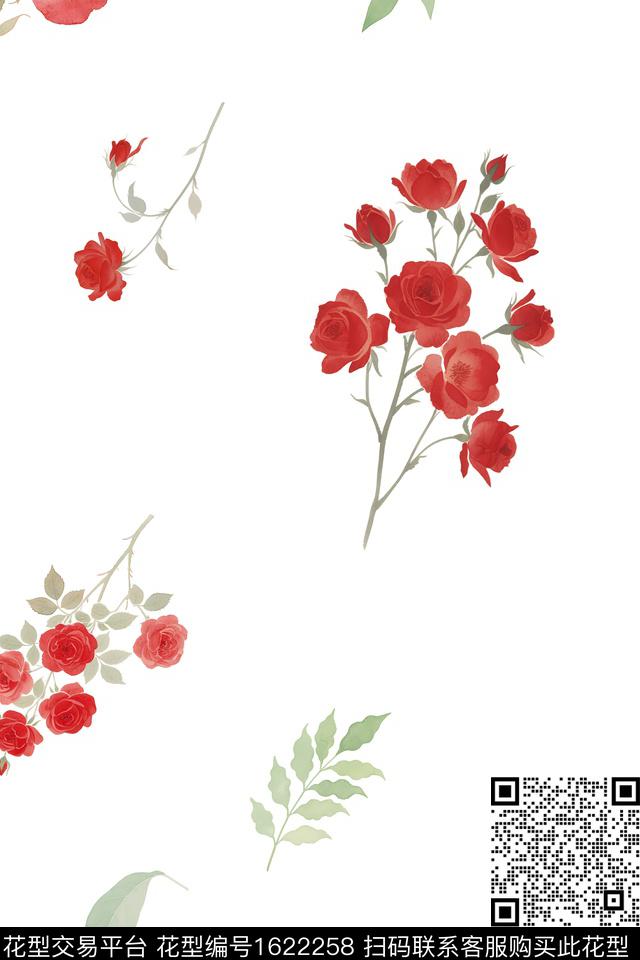 小清新清爽底花卉春夏华亿平台数码印花华亿平台下载（图片编号: 1622258） - 瓦栏（Walan）