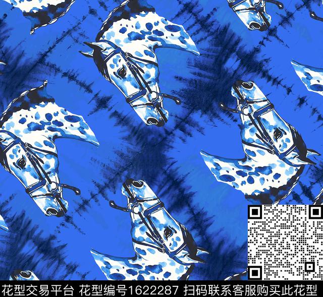 扎染华亿平台水彩马数码印花华亿平台下载（图片编号: 1622287） - 瓦栏（Walan）