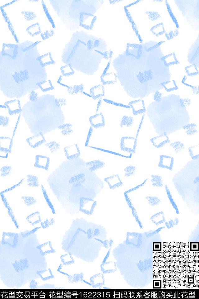 小清新水彩笔触数码印花华亿平台下载（图片编号: 1622315） - 瓦栏（Walan）