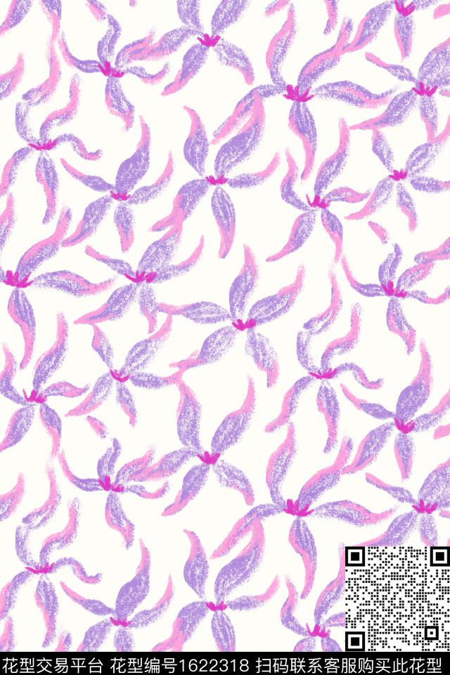 小清新清爽底花卉花卉数码印花华亿平台下载（图片编号: 1622318） - 瓦栏（Walan）