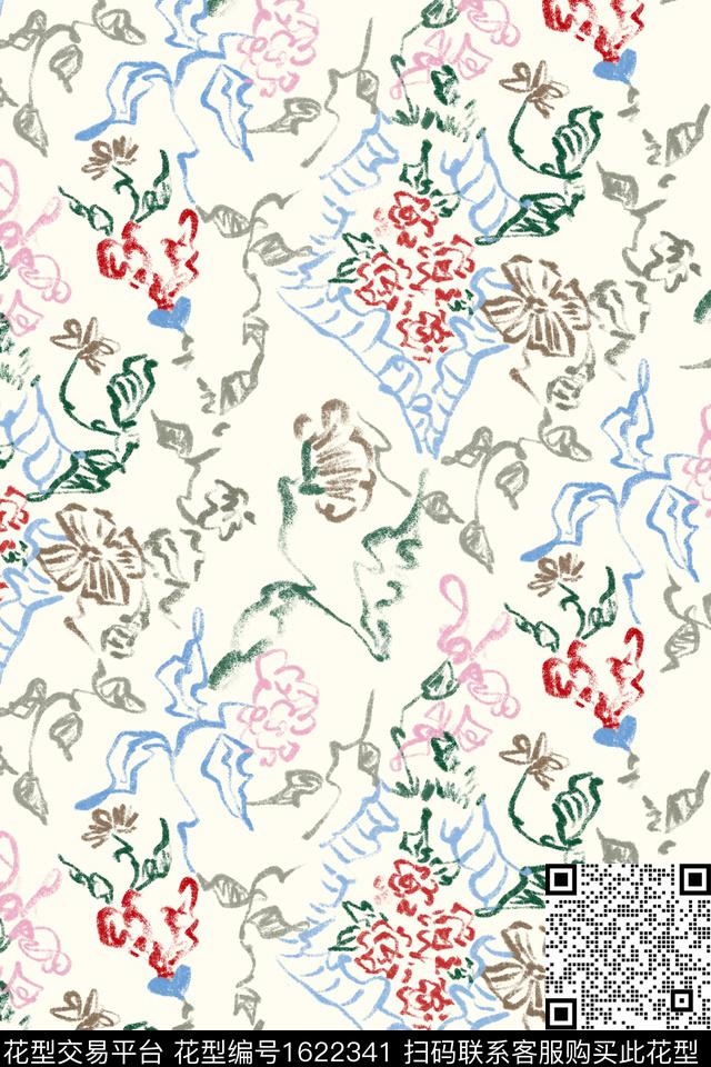 小清新清爽底花卉花卉数码印花华亿平台下载（图片编号: 1622341） - 瓦栏（Walan）