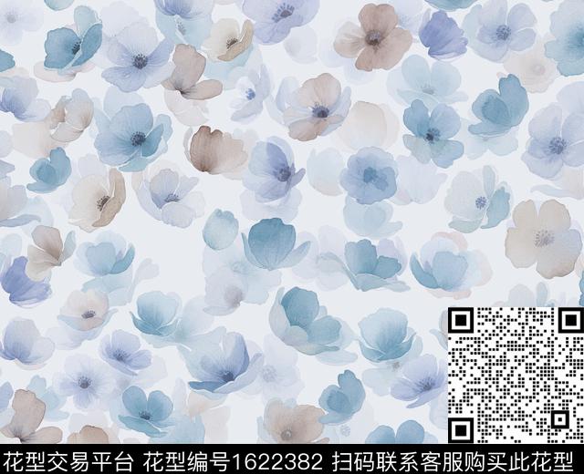 花卉水彩花卉小碎花数码印花华亿平台下载（图片编号: 1622382） - 瓦栏（Walan）