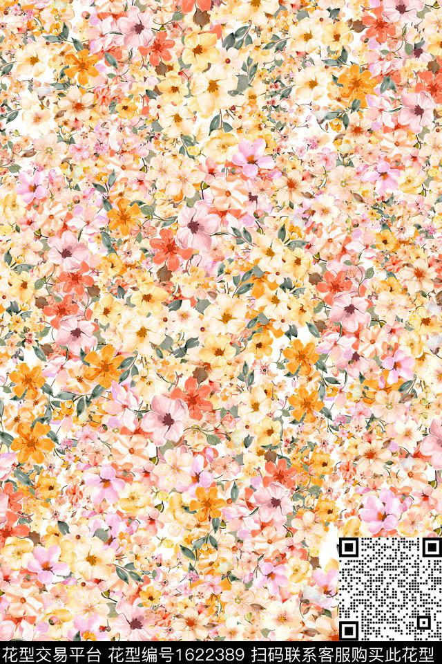 花卉水彩花卉小碎花数码印花华亿平台下载（图片编号: 1622389） - 瓦栏（Walan）