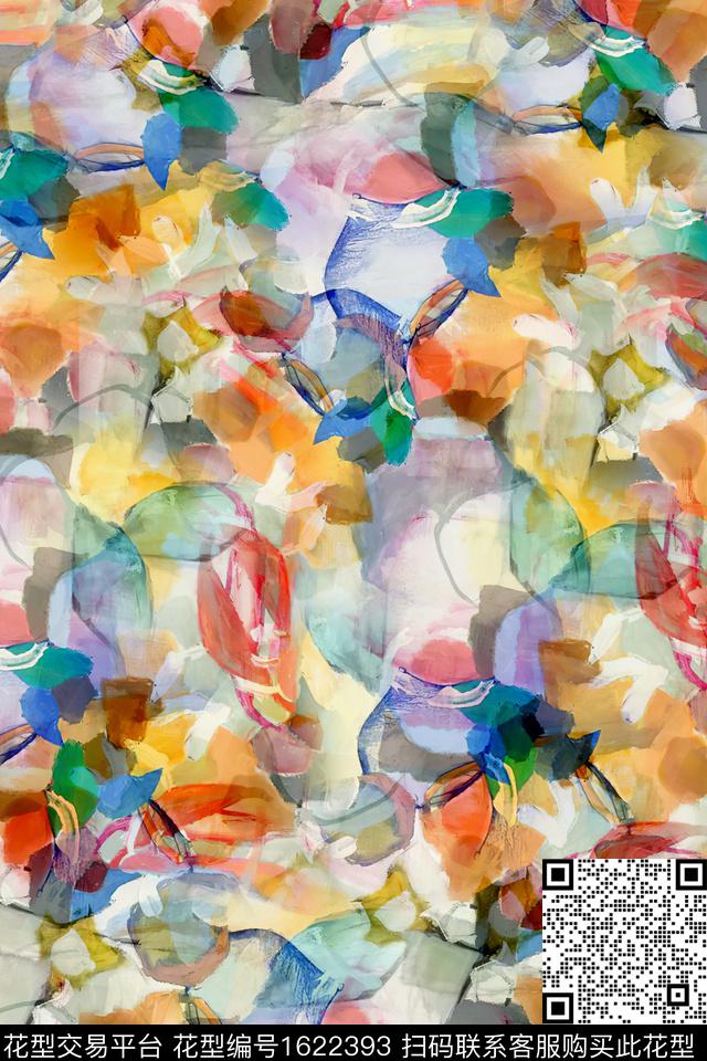 水彩抽象数码印花华亿平台下载（图片编号: 1622393） - 瓦栏（Walan）