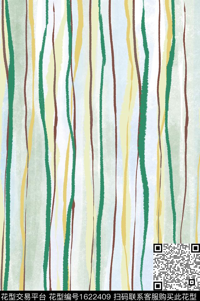 小清新水彩条纹数码印花华亿平台下载（图片编号: 1622409） - 瓦栏（Walan）