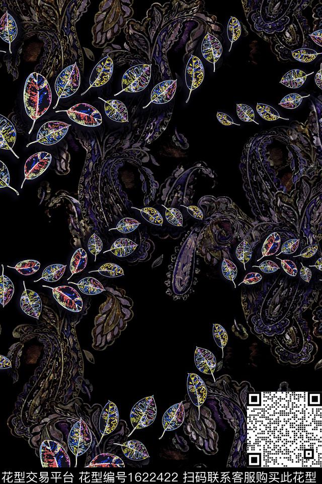 民族风中老年佩斯利数码印花华亿平台下载（图片编号: 1622422） - 瓦栏（Walan）