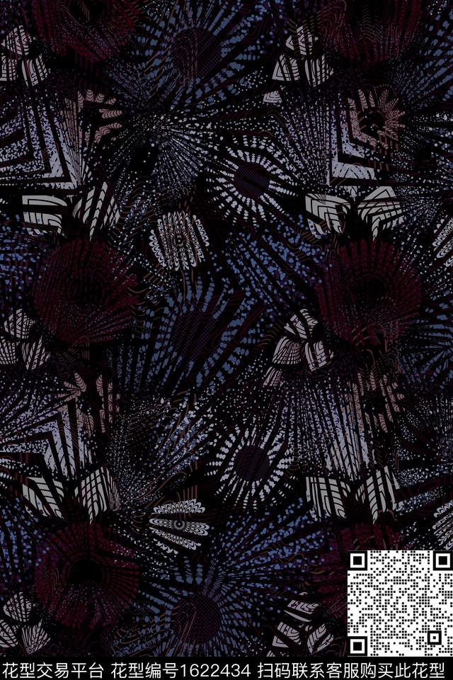 纹理抽象民族纹样数码印花华亿平台下载（图片编号: 1622434） - 瓦栏（Walan）