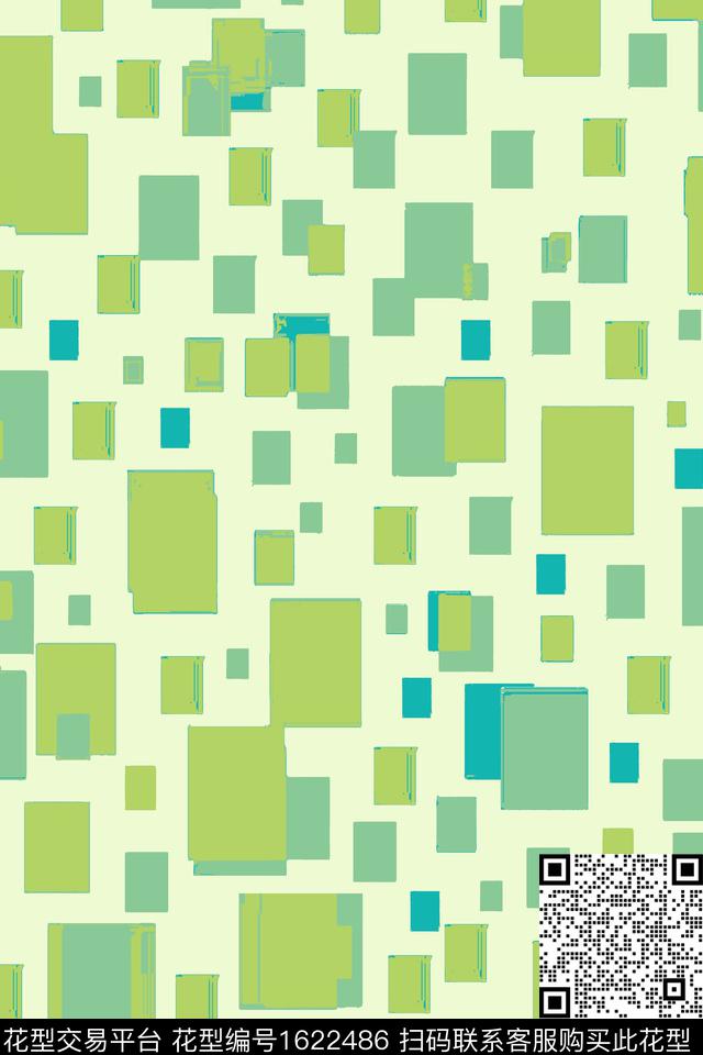绿色几何数码印花华亿平台下载（图片编号: 1622486） - 瓦栏（Walan）