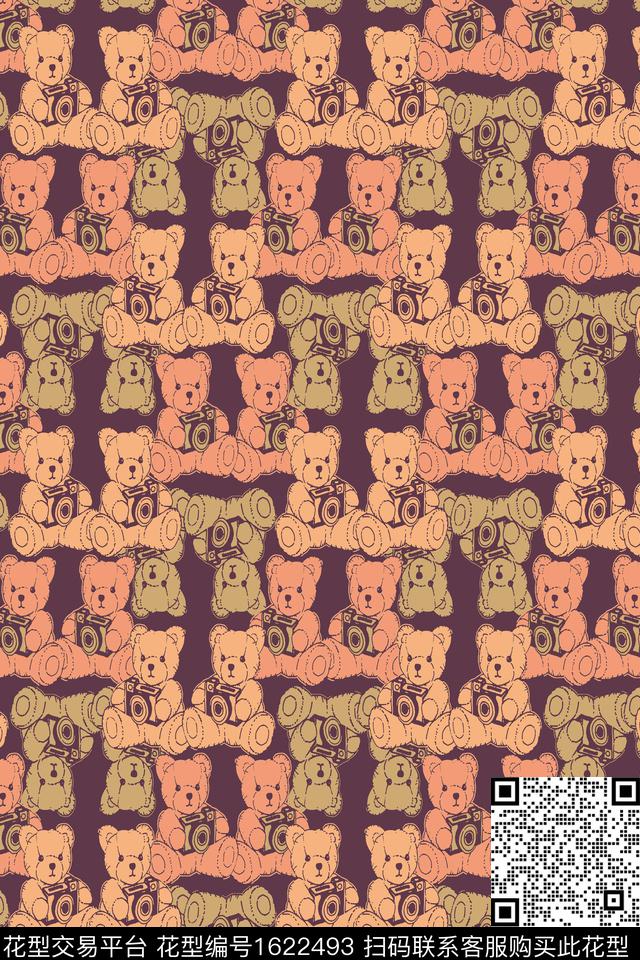趣味熊玩偶数码印花华亿平台下载（图片编号: 1622493） - 瓦栏（Walan）