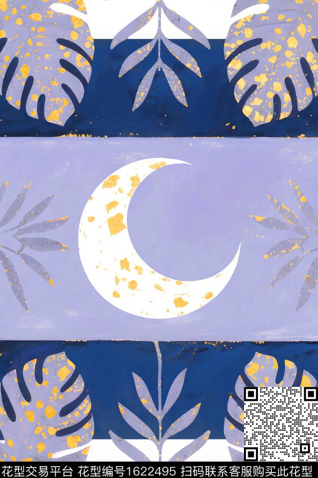 热带月亮叶子数码印花华亿平台下载（图片编号: 1622495） - 瓦栏（Walan）