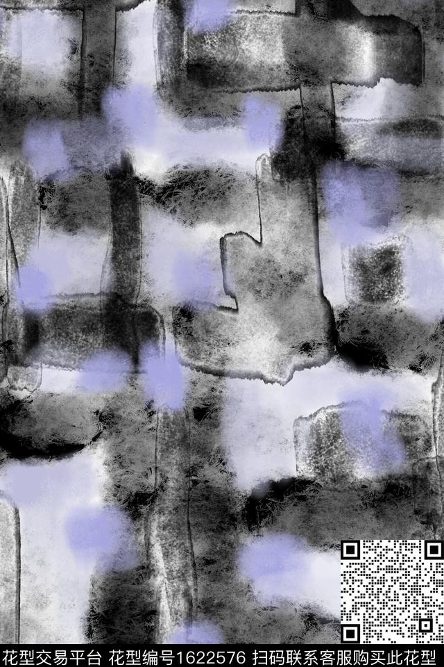 肌理水彩笔触数码印花华亿平台下载（图片编号: 1622576） - 瓦栏（Walan）