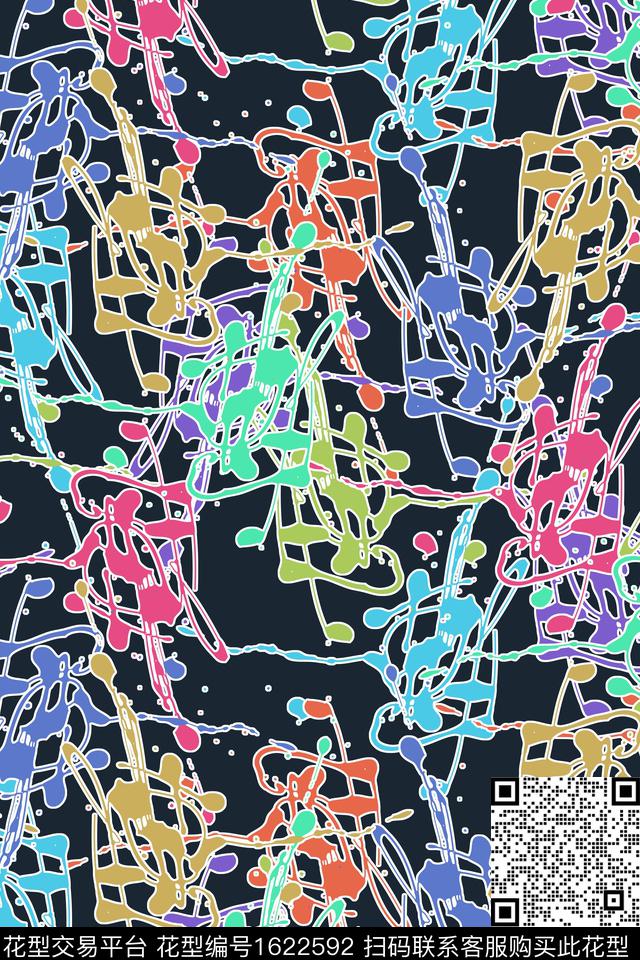 抽象墨迹涂鸦传统印花华亿平台下载（图片编号: 1622592） - 瓦栏（Walan）