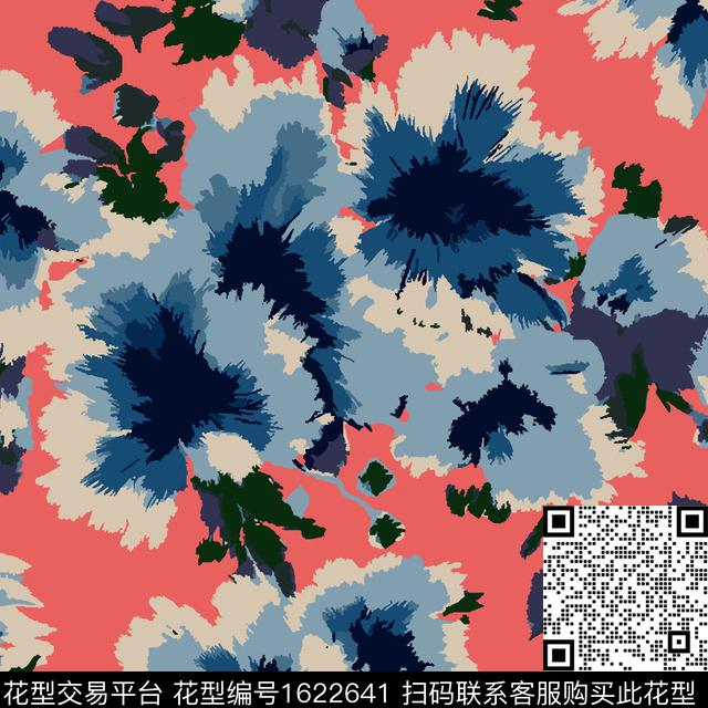 花卉抽象花卉传统印花华亿平台下载（图片编号: 1622641） - 瓦栏（Walan）