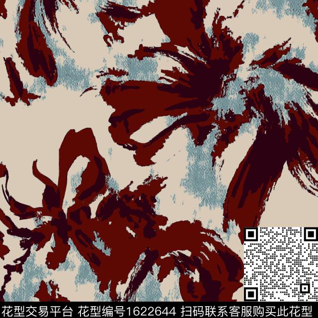 花卉抽象花卉大花传统印花华亿平台下载（图片编号: 1622644） - 瓦栏（Walan）