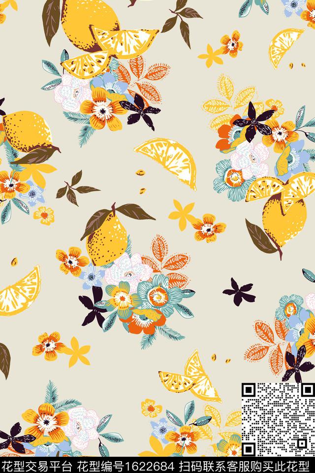 年轻女装趣味花卉数码印花华亿平台下载（图片编号: 1622684） - 瓦栏（Walan）