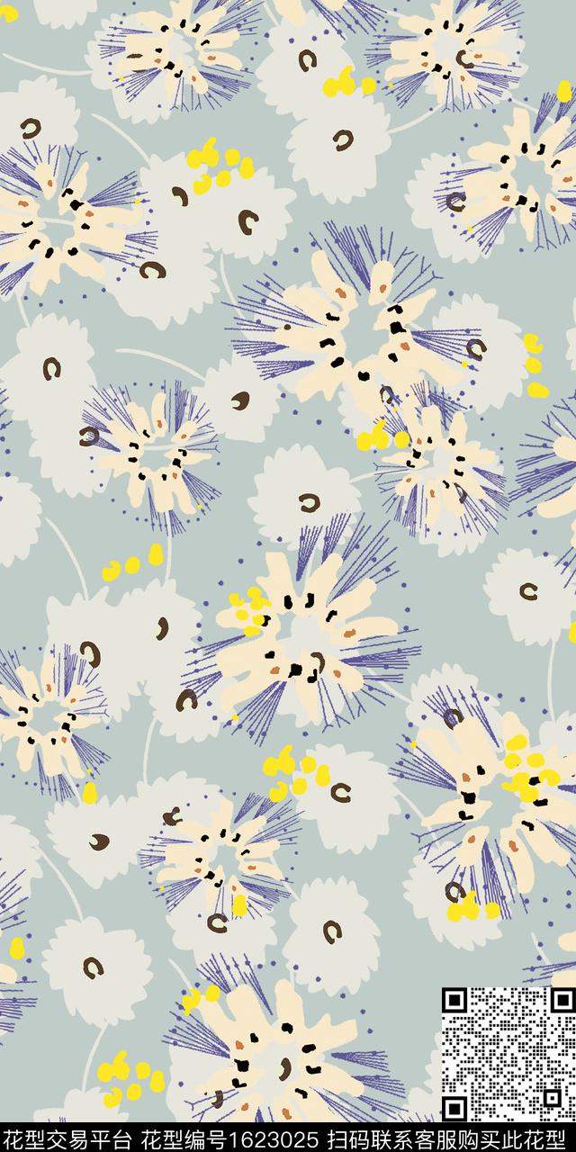 年轻女装剪影线条数码印花华亿平台下载（图片编号: 1623025） - 瓦栏（Walan）