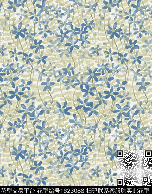 花卉水彩花卉小碎花数码印花华亿平台下载（图片编号: 1623088） - 瓦栏（Walan）