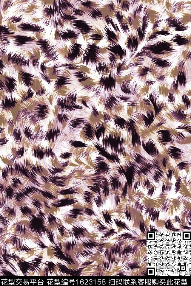 手绘豹纹动物纹数码印花华亿平台下载（图片编号: 1623158） - 瓦栏（Walan）