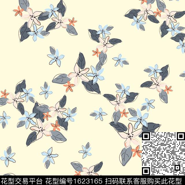 年轻女装小清新花卉数码印花华亿平台下载（图片编号: 1623165） - 瓦栏（Walan）