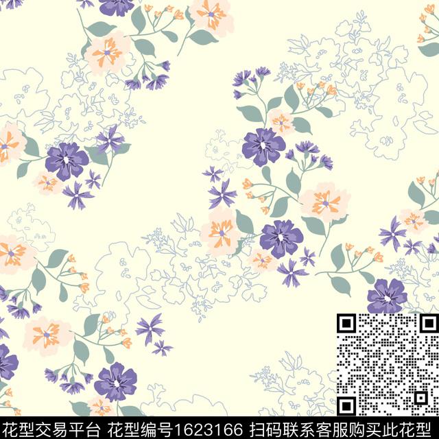年轻女装小清新花卉数码印花华亿平台下载（图片编号: 1623166） - 瓦栏（Walan）