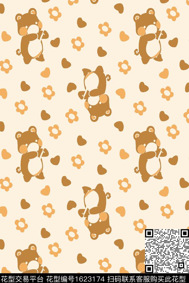 卡通动物卡通棕色传统印花华亿平台下载（图片编号: 1623174） - 瓦栏（Walan）