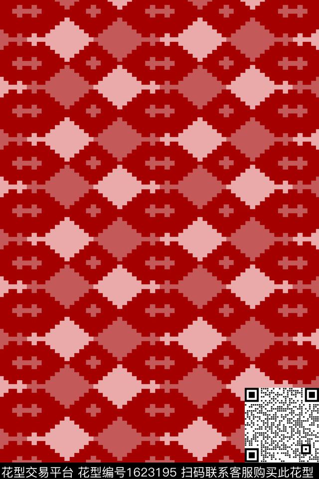 格子几何传统印花华亿平台下载（图片编号: 1623195） - 瓦栏（Walan）