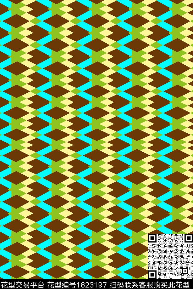 格子几何条纹传统印花华亿平台下载（图片编号: 1623197） - 瓦栏（Walan）