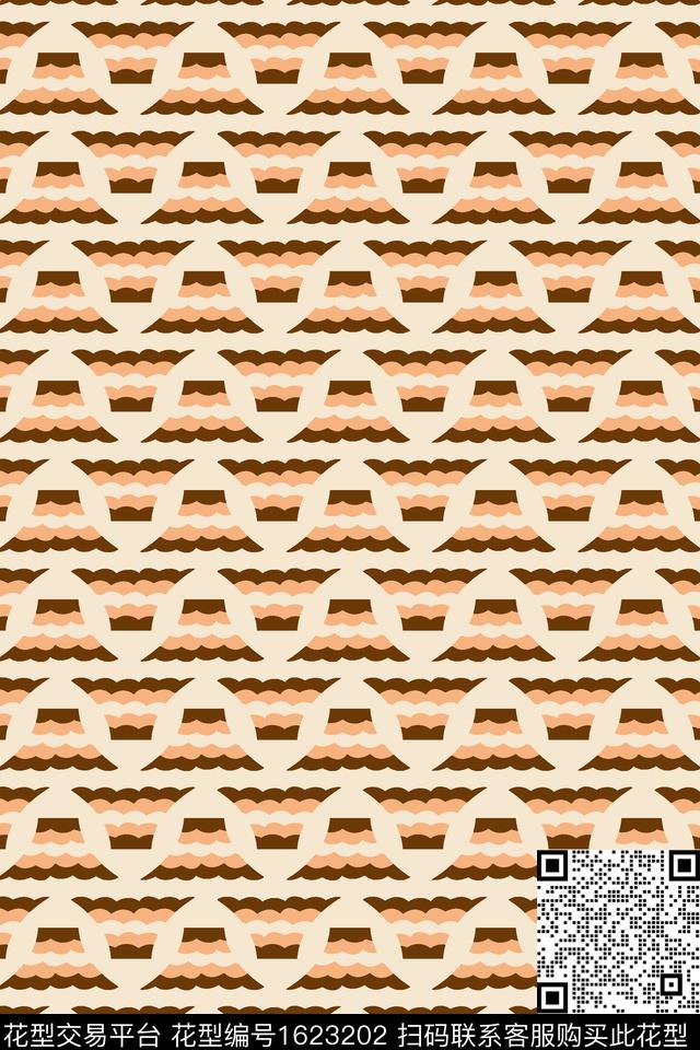 橙色火山几何传统印花华亿平台下载（图片编号: 1623202） - 瓦栏（Walan）