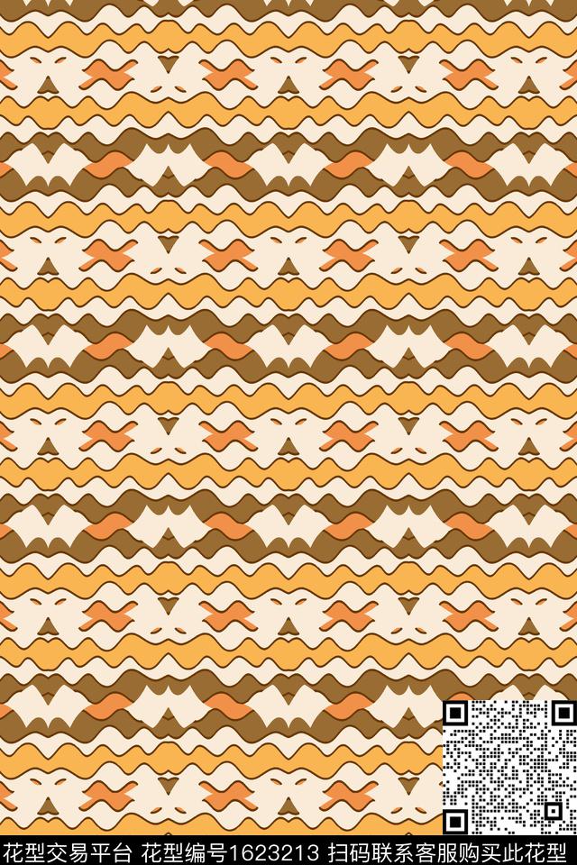 民族风橙色条纹传统印花华亿平台下载（图片编号: 1623213） - 瓦栏（Walan）