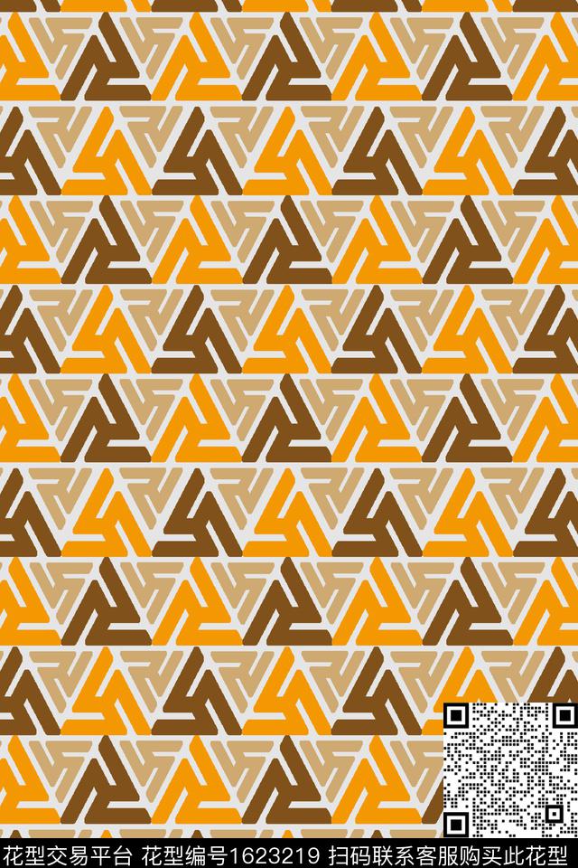 橙色回旋镖几何传统印花华亿平台下载（图片编号: 1623219） - 瓦栏（Walan）